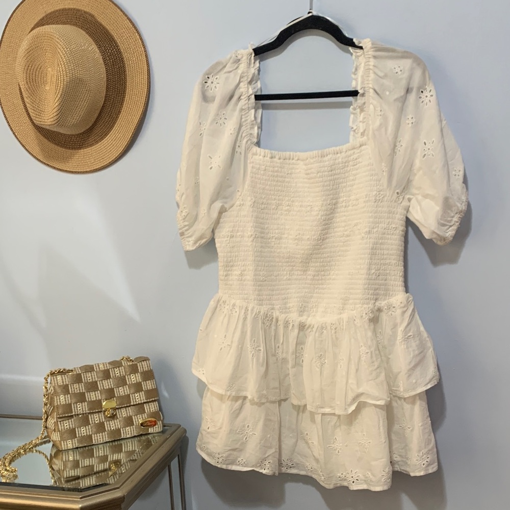 Japna NWT 100% cotton white lined dress size large